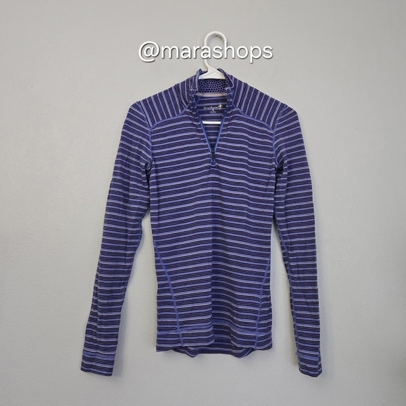 Smartwool Stripe Classic Thermal Merino Base Layer 1/4 Zip - Picture 1 of 6